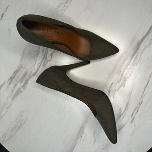 Olive Green Suede Pumps- Christian Sirano Size 6